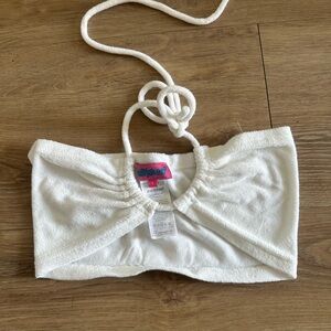 Edikted White Halter Terry Cloth Top